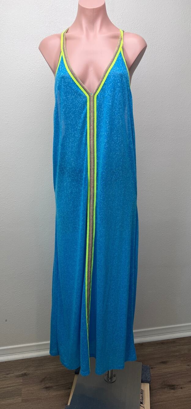 Pitusa Blue Neon Trim Maxi Cover Up Women Standard